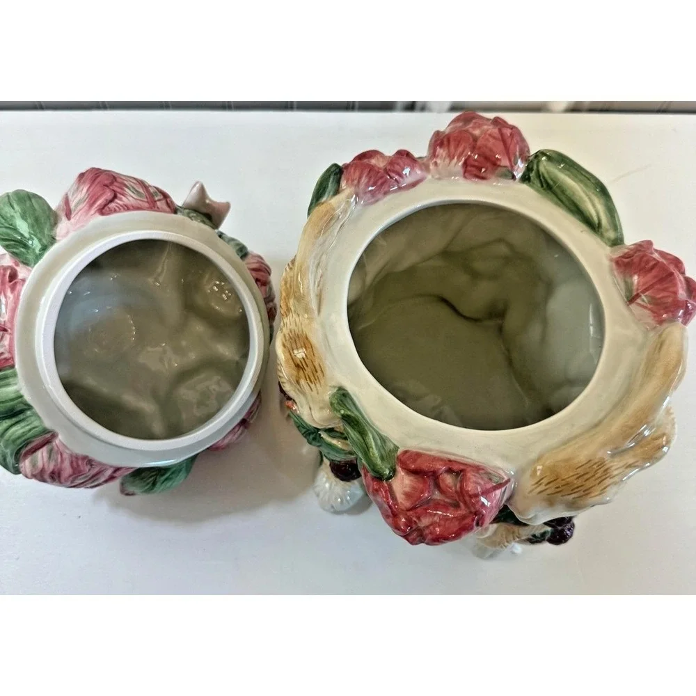 Vintage Fitz And Floyd Blackberry Rabbit Cookie Jar With Lid Easter Bunny‎ Box